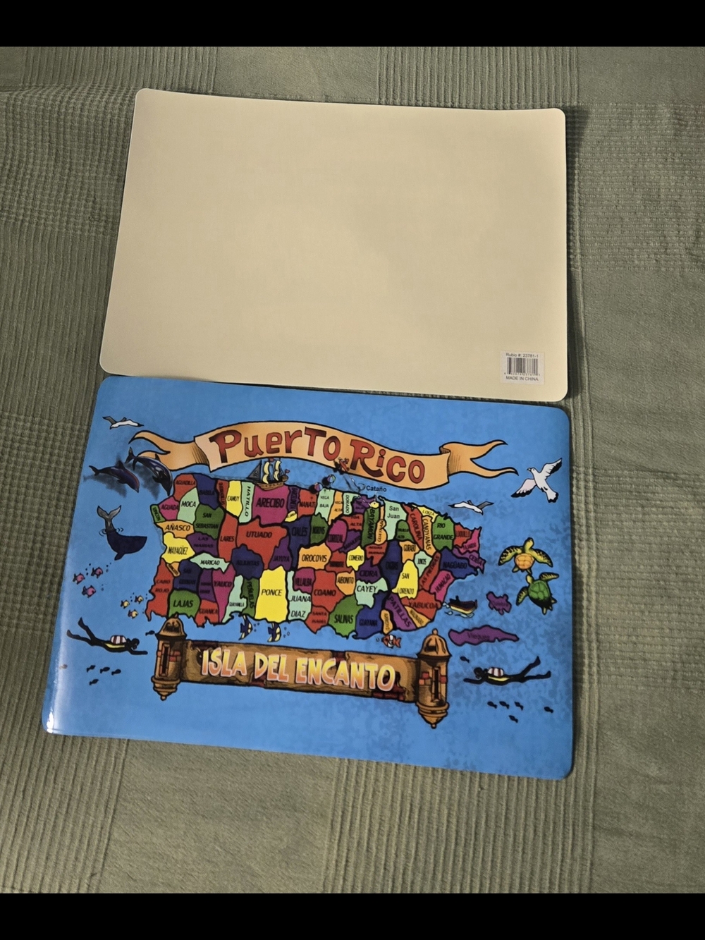 Puerto Rico Colorful Map 4 Placemat - Blue - Picture 2 of 3
